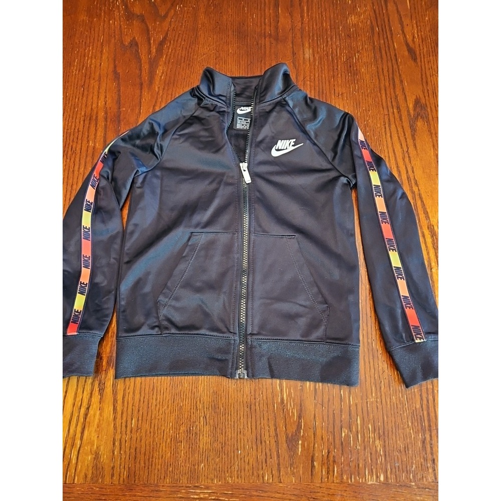 Nike Track Jacket Youth‎ Size 6 5-6yrs. Black Red Yellow Logo Full Zip(603